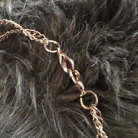 Gold tone double bar on chain necklace - Picture 7 of 7